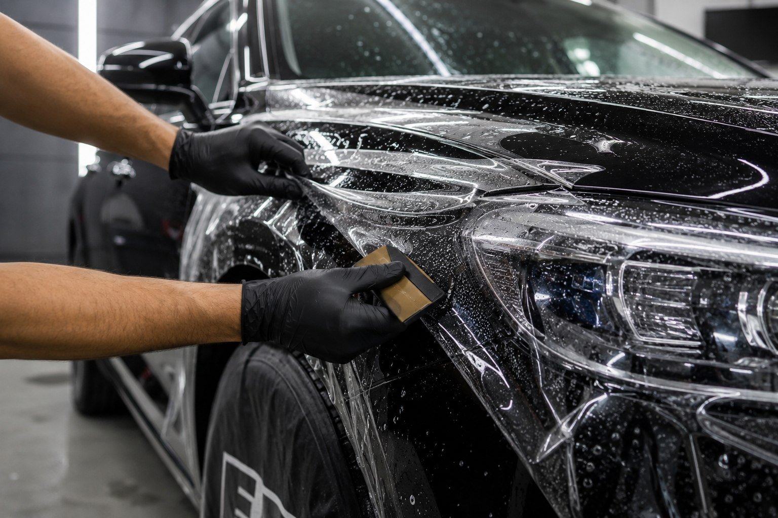PPF (Paint Protection Film) sendo aplicado em veículo