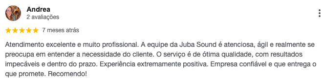 Avaliação de Andrea no Google — 5 estrelas