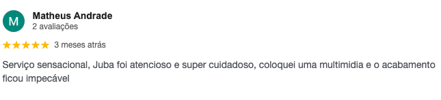 Avaliação de Matheus Andrade no Google — 5 estrelas