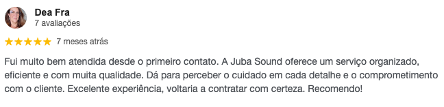 Avaliação de Dea Fra no Google — 5 estrelas