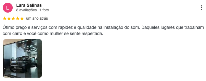 Avaliação de Lara Salinas no Google — 5 estrelas